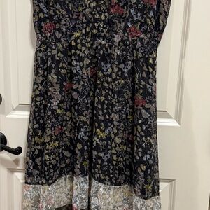 Floral Midi Dress with Lace Hem